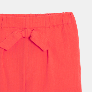 Girls' pink embossed plain cropped trousers