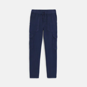 Boy's plain navy blue canvas chinos