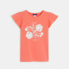 Girl's orange butterfly sleeve T-shirt with sparkly motif