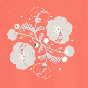 T-shirt manches papillon motif irisé orange Fille