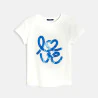 Girl's white short-sleeve love slogan T-shirt