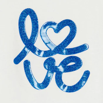 Girl's white short-sleeve love slogan T-shirt