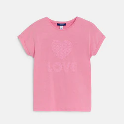 Girl's pink love slogan T-shirt