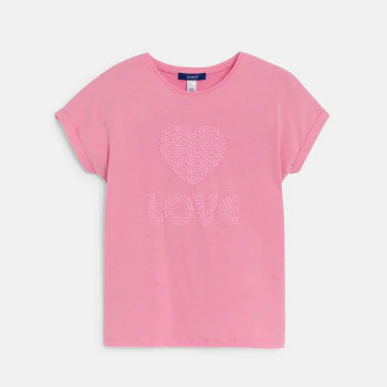 Girl's pink love slogan T-shirt