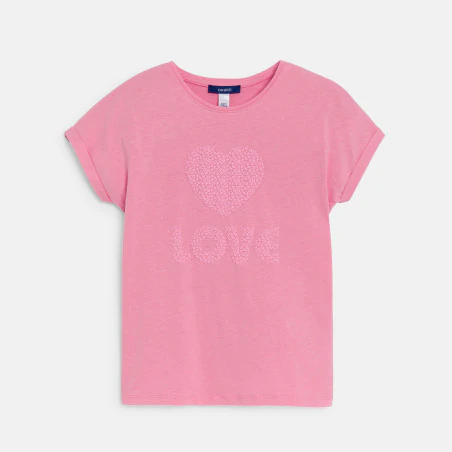 Girl's pink love slogan T-shirt
