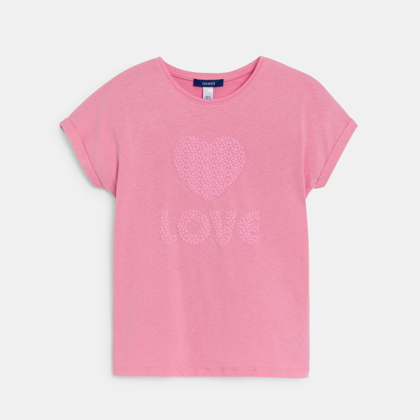 T-shirt à message love rose Fille