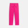 Girls' pink embossed plain carrot trousers