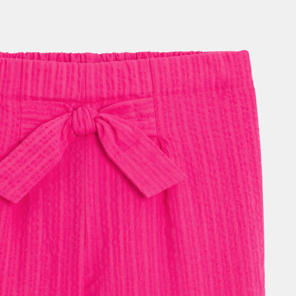 Pantalon carrot uni gaufré rose Fille