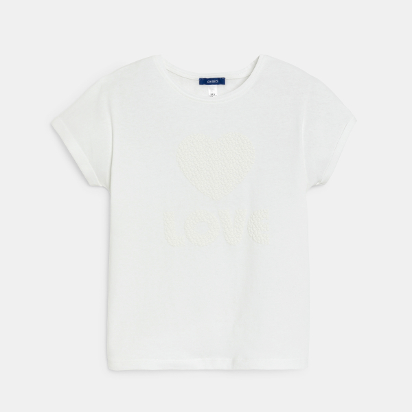 T-shirt à message love blanc Fille