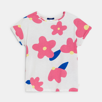 T-shirt manches courtes imprimé blanc Fille
