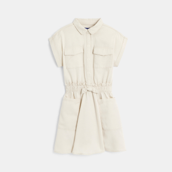 Robe-chemise manches courtes écru Fille