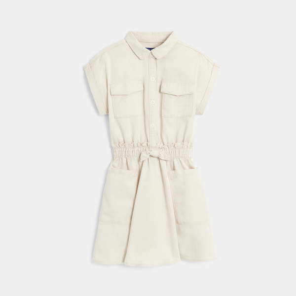 Robe-chemise manches courtes écru Fille