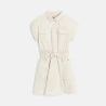 Girl's ecru short-sleeved shirt-dress