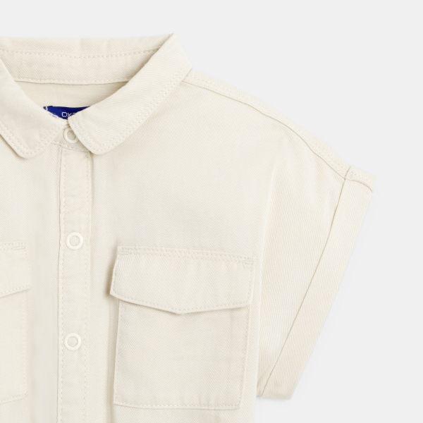 Robe-chemise manches courtes écru Fille