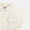 Girl's ecru short-sleeved shirt-dress
