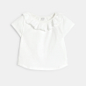 Baby girl's white T-shirt with embroidered collar
