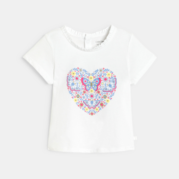 T-shirt papillon en relief bleu bébé fille
