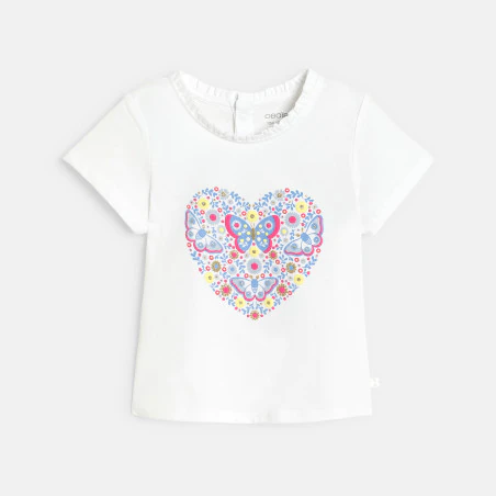 Baby girl's blue textured butterfly T-shirt