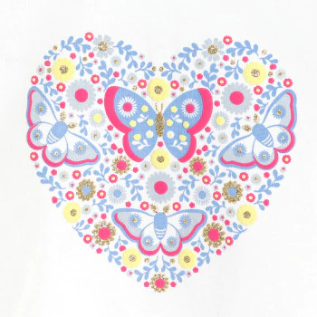 T-shirt papillon en relief bleu bébé fille