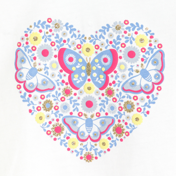 Baby girl's blue textured butterfly T-shirt