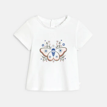 Baby girl's blue textured butterfly T-shirt
