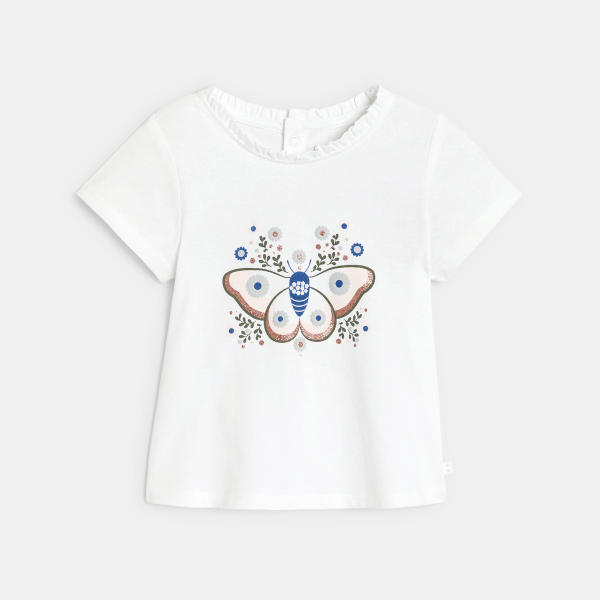 Baby girl's blue textured butterfly T-shirt
