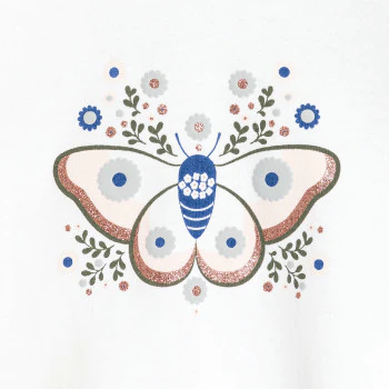 T-shirt papillon en relief bleu bébé fille