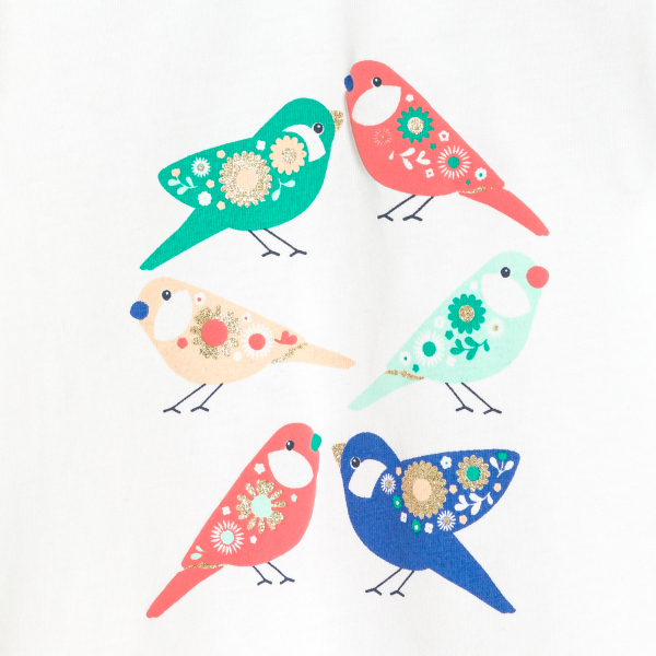 T-shirt oiseau vert bébé fille