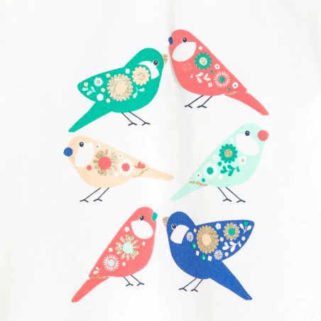 T-shirt oiseau vert bébé fille