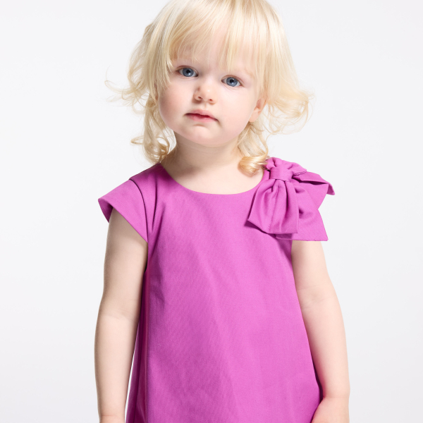 Baby girl's mauve short-sleeve bow dress