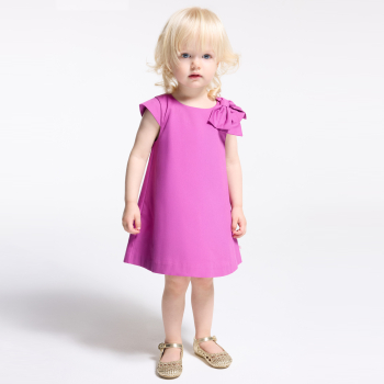 Baby girl's mauve short-sleeve bow dress