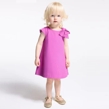 Robe à nœud manches courtes mauve bébé fille