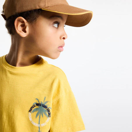 T-shirt manches courtes palmier jaune bébé garçon