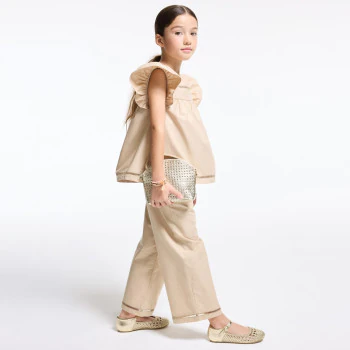 Pantalon large pailleté sable Fille