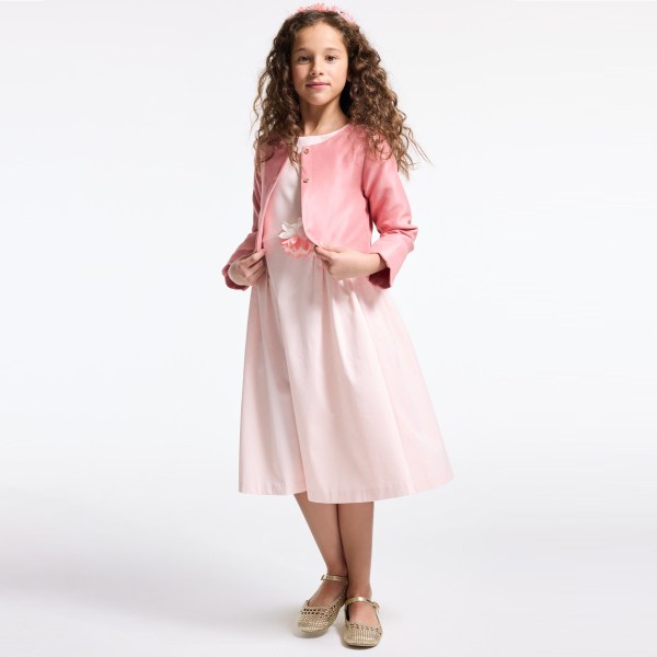 Veste boléro satinée rose Fille