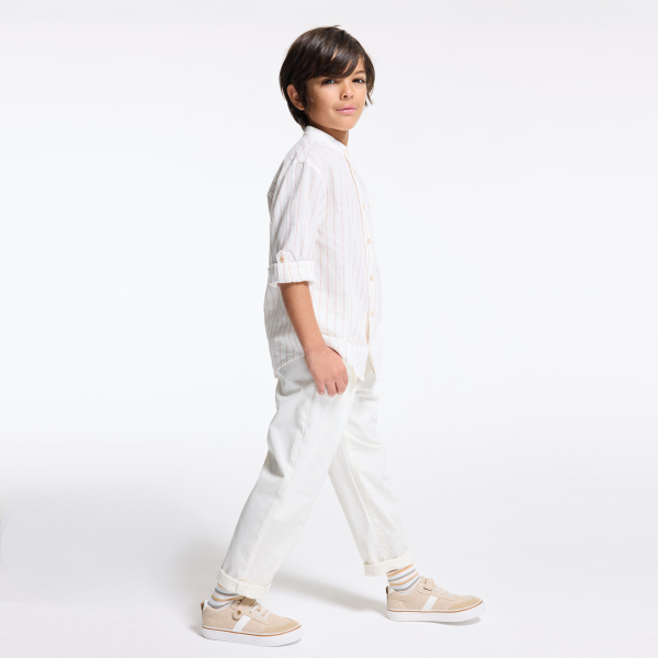 Boys' ecru elasticated carrot-cut trousers