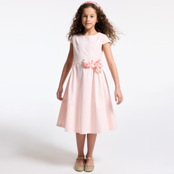 Robe avec fleurs découpées rose Fille