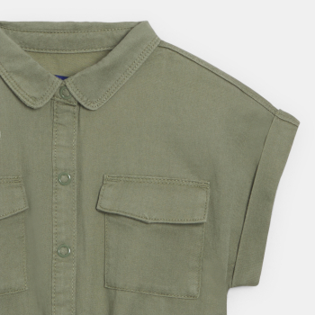 Girl's khaki short-sleeved shirt-dress
