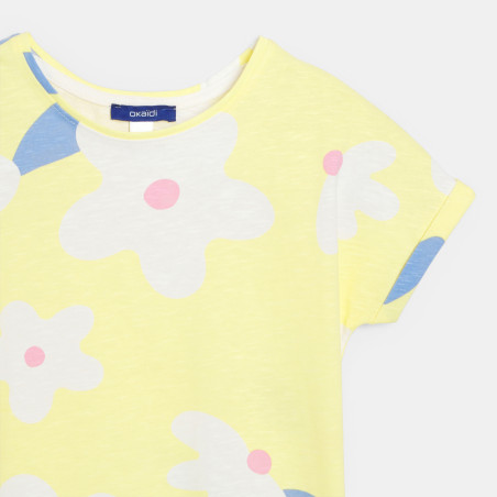 T-shirt manches courtes imprimé jaune Fille