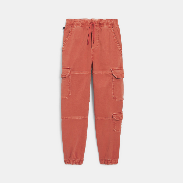  Pantalon cargo en toile lavée orange Garçon