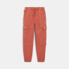 Boy's orange washed canvas cargo trousers