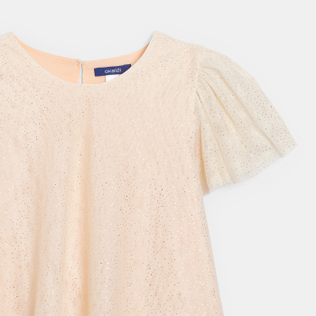 Girl's nude sequin party dress