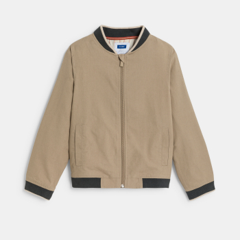 Blouson teddy en toile beige Garçon