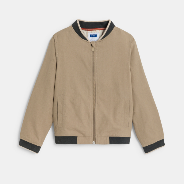 Blouson teddy en toile beige Garçon