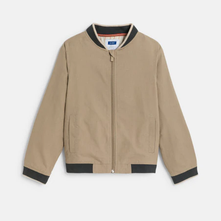 Blouson teddy en toile beige Garçon