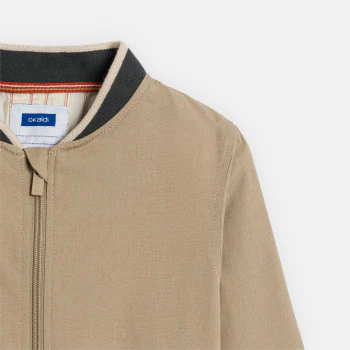 Blouson teddy en toile beige Garçon
