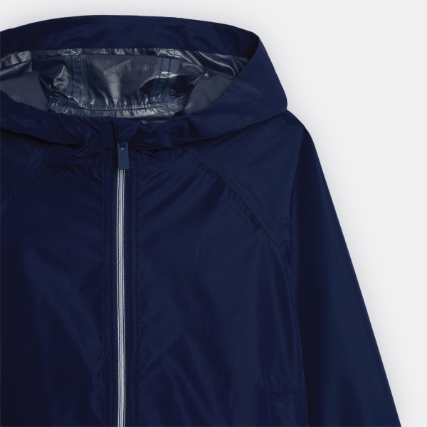 Boys' navy blue waterproof windbreaker jacket