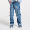 Boy's blue denim faded cargo jeans