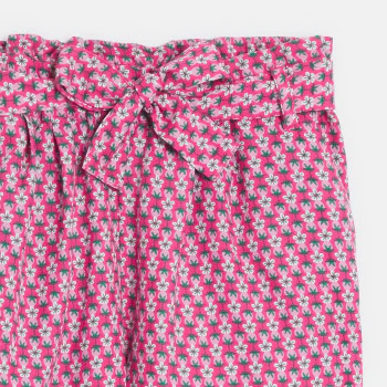 Girls pink printed wide leg trousers.