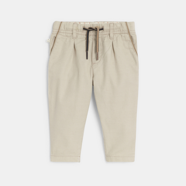 Baby boy's beige linen and cotton chino trousers
